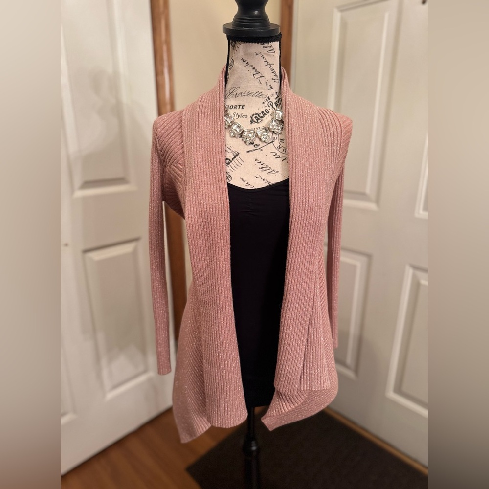 WHBM Dusty Rose Sweater Coat sparkle. XSP